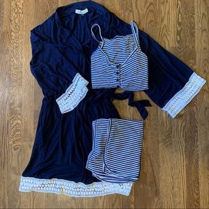 Maternity and nursing robe/nightgown/swaddle set